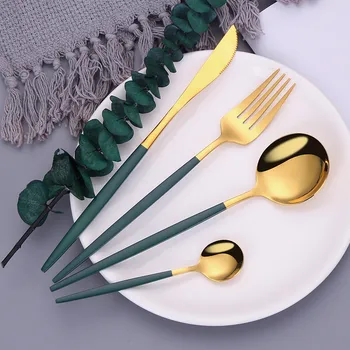 

Stainless Steel Cutlery Set Complete Dinner Set Silverware Dessert Fork Spoon Knife Chopsticks Icespoon Tableware Dinnerware Set