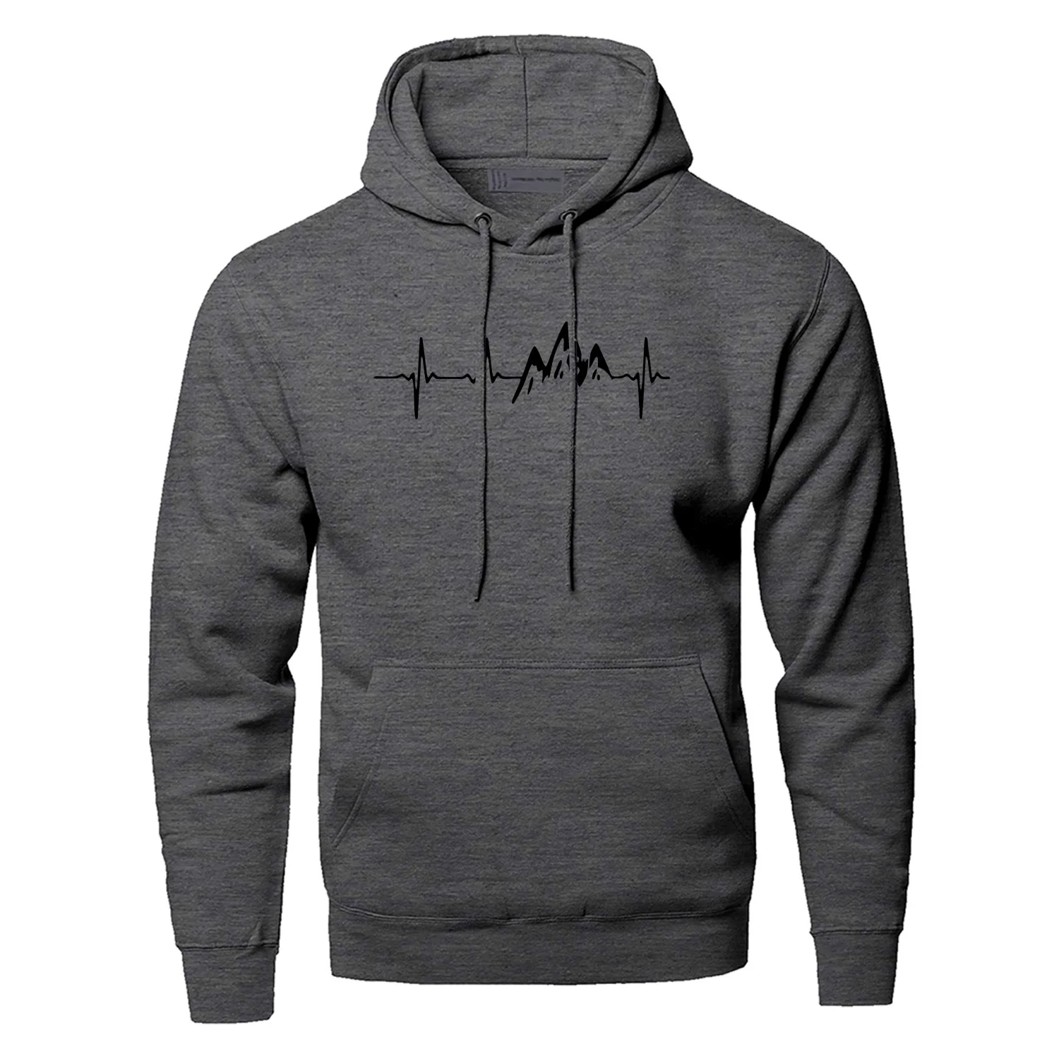 Mountain Heartbeat Hoodies Sweatshirt Men Sound Ray Diagram Hooded Sweatshirt Hoodie Winter Autumn Print Black Gray Sportswear print hoodies