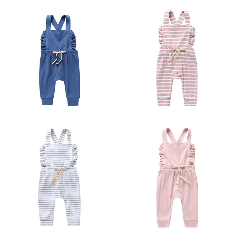 

Fashion Newborn Baby Rompers Striped Baby Girls Romper Strap Sleeveless Toddler Romper Cotton Summer Infant Clothes 0-18 Months
