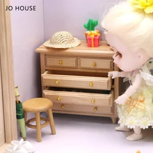 

JO HOUSE Mini Four-drawer Cabinet 1:12 Dollhouse Minatures Model Dollhouse Accessories