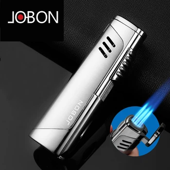

Windproof Powerful Jobon Triple Torch Lighter BBQ Jet Gas Cigar Lighter Gas Window Turbo Metal Kitchen Cigar Spray Gun Outdoor