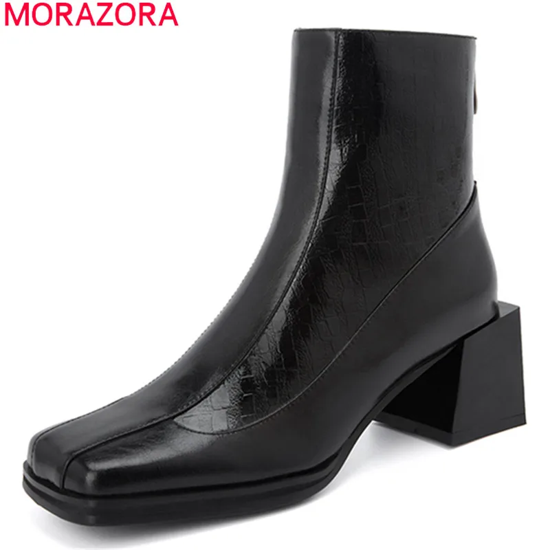 MORAZORA/2020 горячая распродажа женские ботинки из натуральной кожи модная обувь на