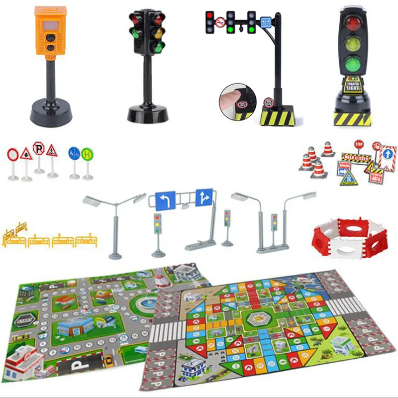 Wooden Train Track Railway Accessories Traffic Light Car Toys Traffic Violation Camera Roadblock Road Sign Toy For Children