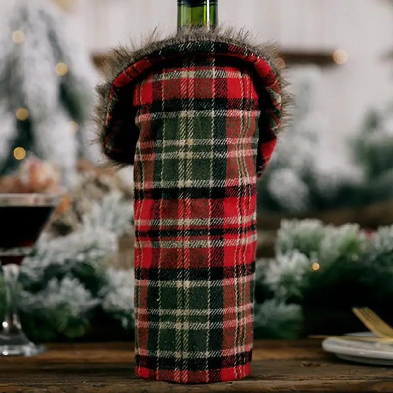 Christmas Red Wine Bottle Bag Cover Christmas Table Dinner Decoration Party Gift Tableware wine bottle cover Christmas Decor