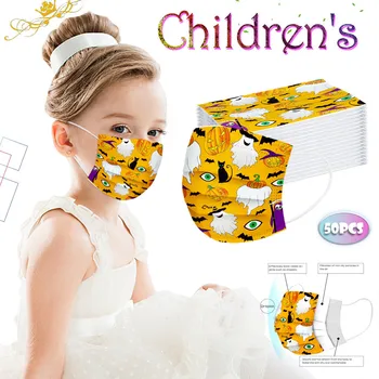 

50pcs Children's Halloween Printed Disposable Outdoor 3ply Ear Loop One Time Earloop Large Stock Send Fast Dropshipping
