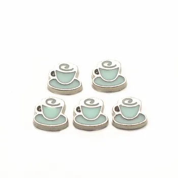 

Hot selling 12pcs/lot Charms coffee cup Floating Charms for Floating Memory charms Lockets DIY Jewelry