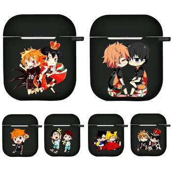 

fashion Haikyuu Hinata Attacks Anime cartoon Earphone Case Charging Box Case For Apple AirPods 2 1 Black Protective Accessories