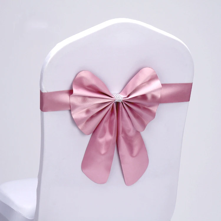 Pink 10 шт. эластичные ленты для свадебных стульев, чехлы для банкетных стульев, ленты с пряжками для стула «сделай сам», пояса, бант-галстук, украшение для дома - Цвет: Pink