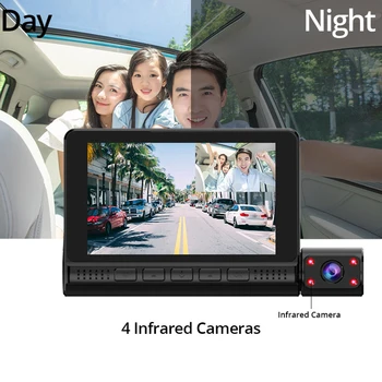 

Non-destructive 4.0 Inch Touch HD 1080P Three Lens Car Recorder Driving Recorder Support Recording And Cycle Record