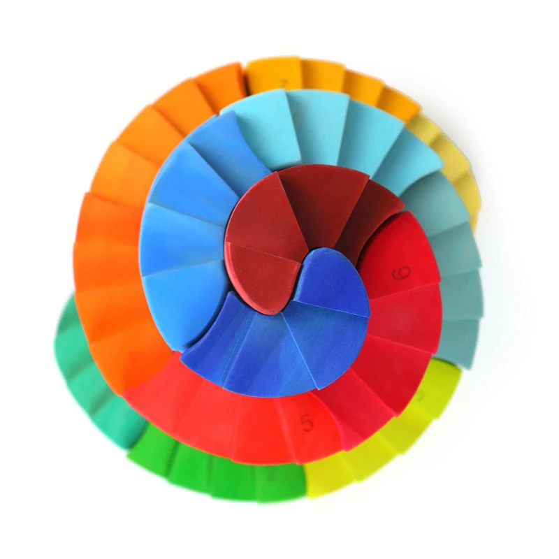 US $163.21 Large Rainbow Blocks Spin Stairs Nordic Wood Toys Kids Montessori Educational Toys Creative Wooden Jenga Interactive Game Blocks