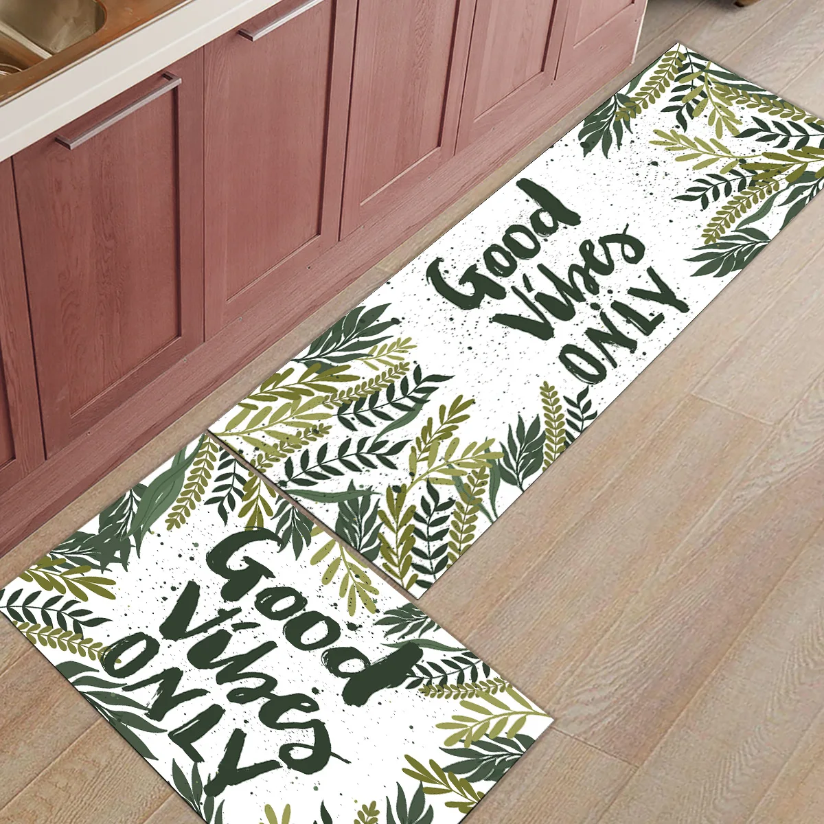 

Tropical Plants 2 Piece Mat For Kitchen Doormats For Entrance Way Dirt Debris Mud Trapper Accessory Sets Floor Carpets Area