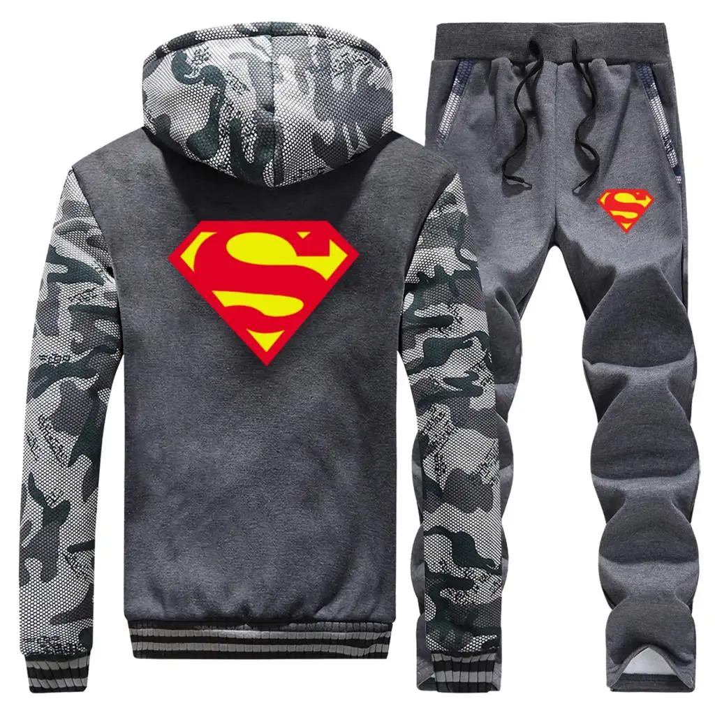 Зимние толстовки с капюшоном Supreman Icon, куртка+ штаны, комплекты, камуфляжные толстовки, мужские Модные брендовые пальто, Толстая Уличная Теплая мужская одежда