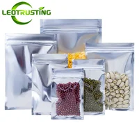 Flat Bottom Clear Front Aluminum Foil Zipper Bag Plastic Resealable Candy Snack Sugar Powder Spice Coffee Beans Storage Pouches 1