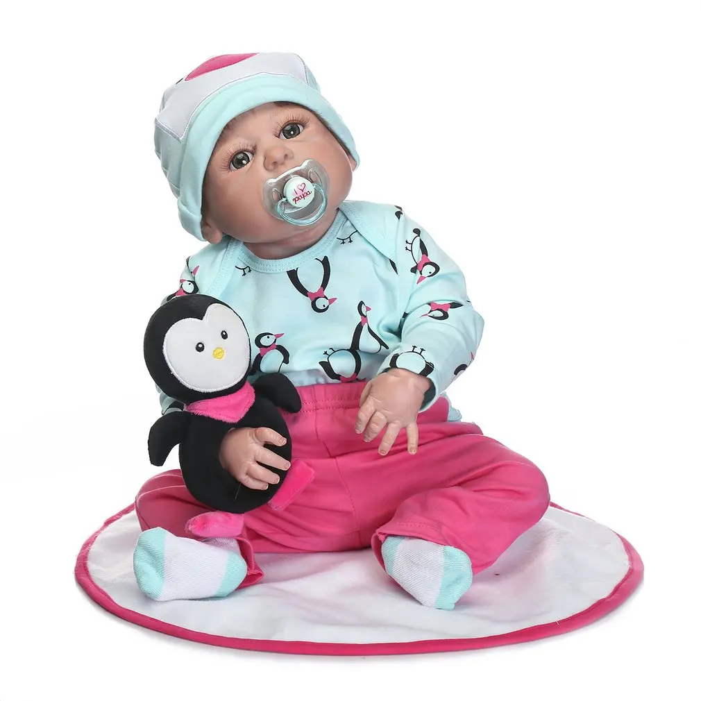 

55CM Reborn Baby Doll Full Body Silicone Lifelike Newborn Doll Girls Touch Early Education Toys Gifts Playmate Doll