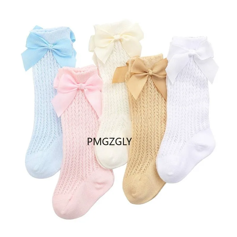 Cotton Socks Summer Mesh Kids Infant Toddler Knee High 0-3Y Cute Bowknot Baby Girls Knee Spring