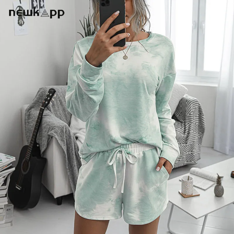 Женский летний комплект из 2 предметов топ и штаны с длинным рукавом шорты