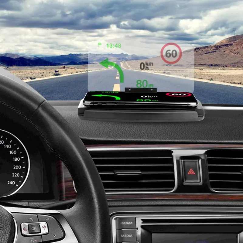  HUD Bildschirm Head Up Display Projektor GPS Navigation Telefon Drahtlose Ladegerät Stehen 50JA