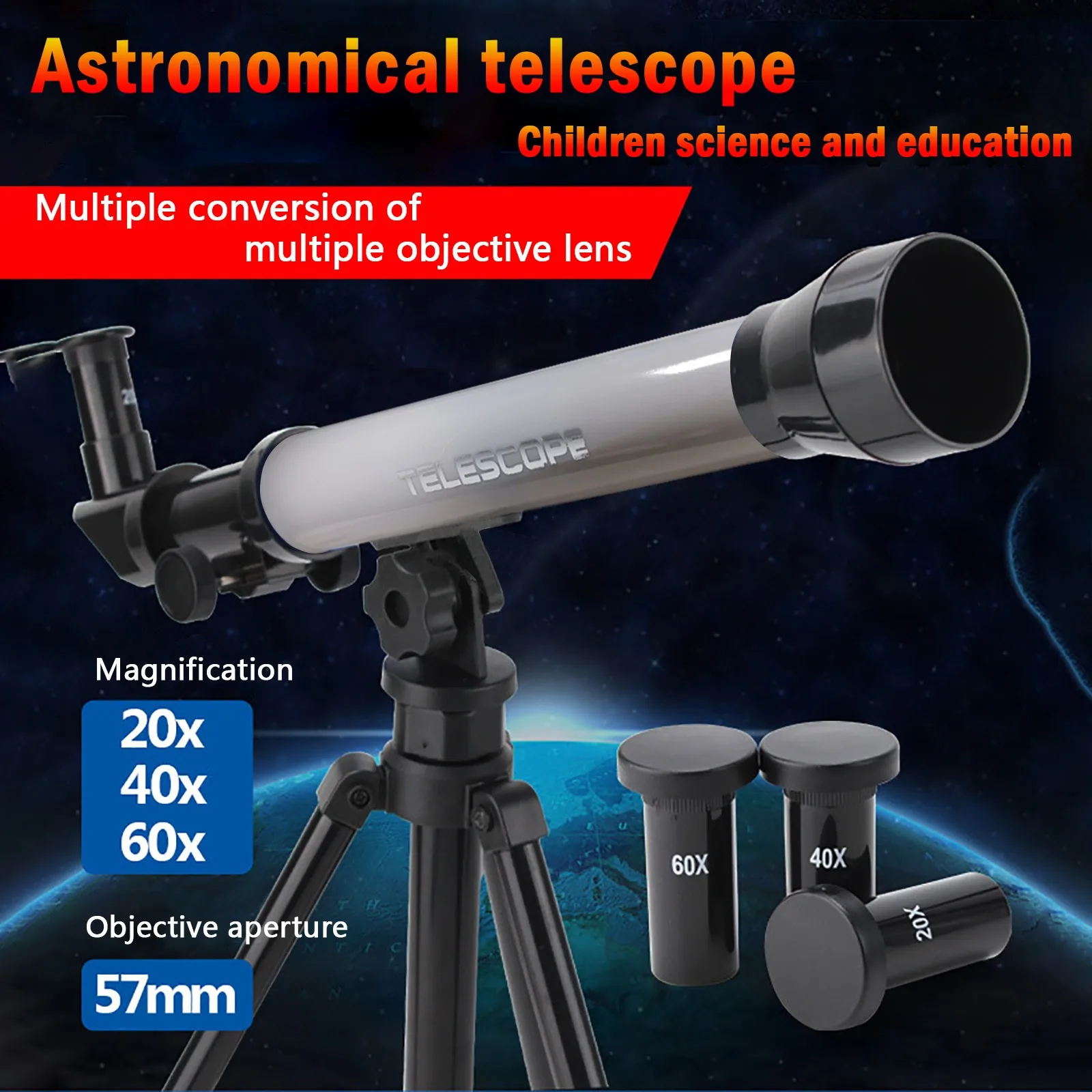 

Children's science and education astronomical telescope toy 20X 30X 40X eyepiece quality science education astronomical