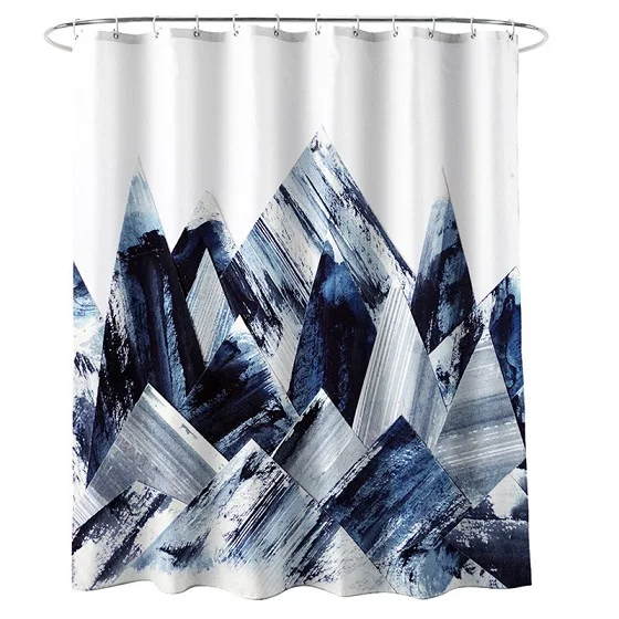 1PCS Thick Polyester Geometric Element 3D Digital Printing Bathroom Shower Curtains Waterproof Opaque Hotel Household Products - Цвет: Blue