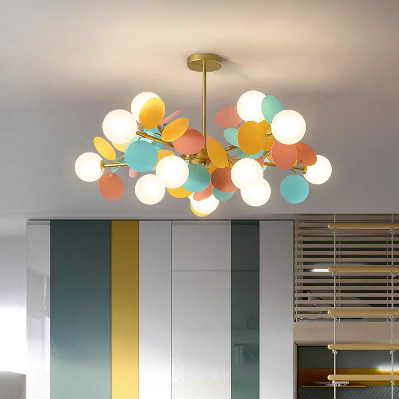 RGB Colorful Nordic Designer's Modern LED Chandelier Lighting Living Study Room Parlor Foyer Lustres Lampadario Luminaire | Лампы и