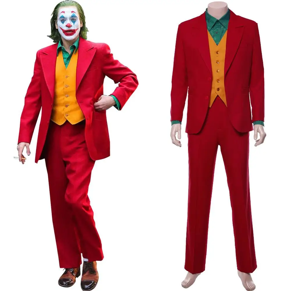 Joker Cosplay Costume Halloween Red Uniform Suit Vest Jacket Complete Full Set 