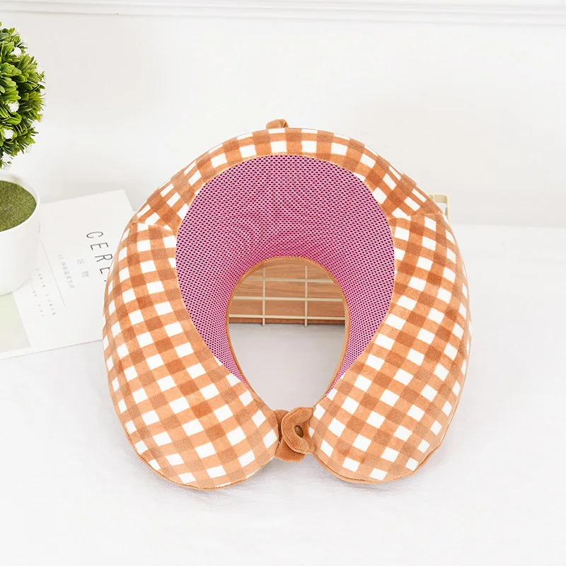 Brown Neck pillow Memory хлопковая u-образная подушка для шеи, подушка для путешествий, подушка для шеи, подушка для шеи, унисекс, бизнес-ланч, Шейная подушка для путешествия, аксессуары - Цвет: Brown Neck pillow