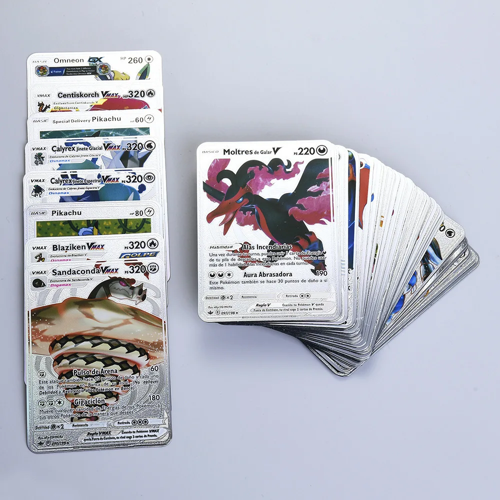 子供のためのポケモンのゲームカード ロシアのブレンド シルバーゴールドの色 子供のおもちゃ ギフト 54個 ゲーム コレクションカード Aliexpress