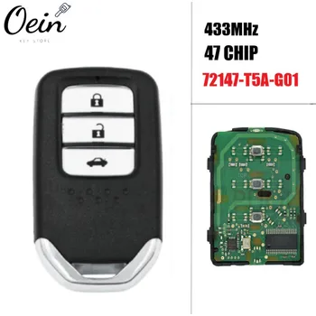 

5pcs/lot 3 Buttons 434MHz 47 Chip Remote Smart Car Key For Honda City Jazz XRV Venzel HRV X-Fit 72147-TEX-G01