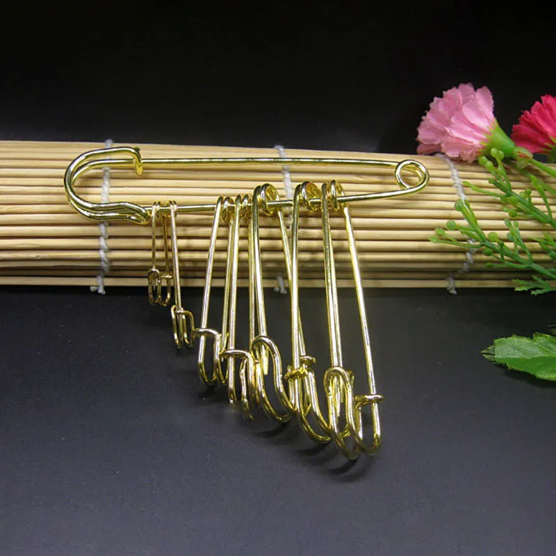 Meetee 50pcs Pin Hook Buckle 27-102MM Length Metal Brooch Shawl Safety Pin for Clothing Handbag Hook Decoration Accessories