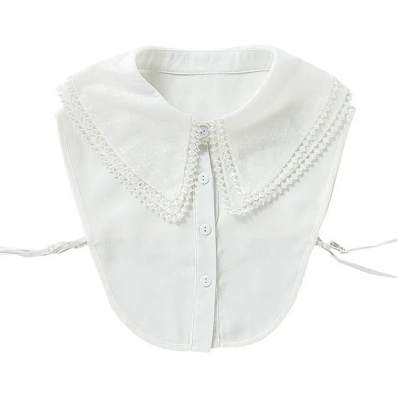Fake Collar Shirt Элегантный женский свитер с капюшоном рубашка с отворотом Ложные съемные воротники новые винтажные кружева цветок Хлопок Полосатый Поддельный Воротник Блузка Топы - Цвет: Fake Collar Shirt