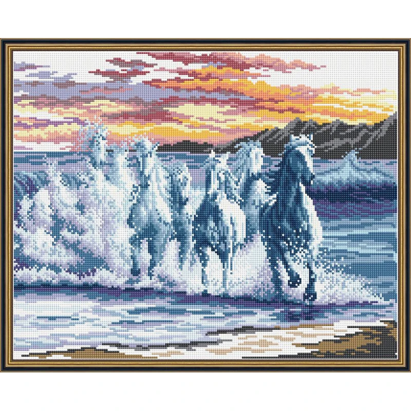 Everlasting love Thousands of horses galloping ahead 2 Chinese 5d diamond painting full square christmas decorations for home