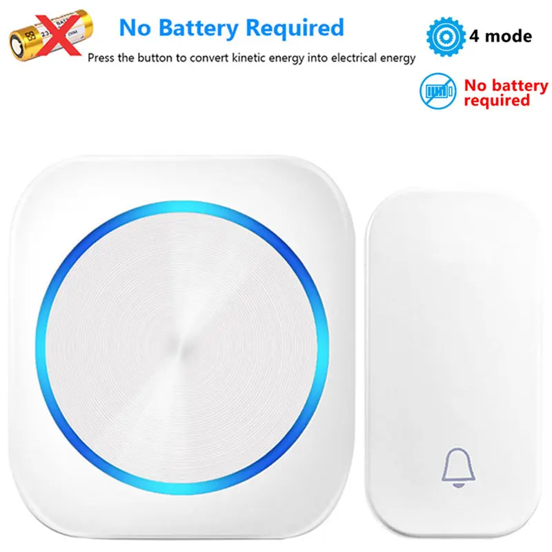 

DoorBell Self Powered Waterproof Wireless Night Light EU Plug No Battery Home Cordless Door Bell 1 2 Button 1 2 Receiver
