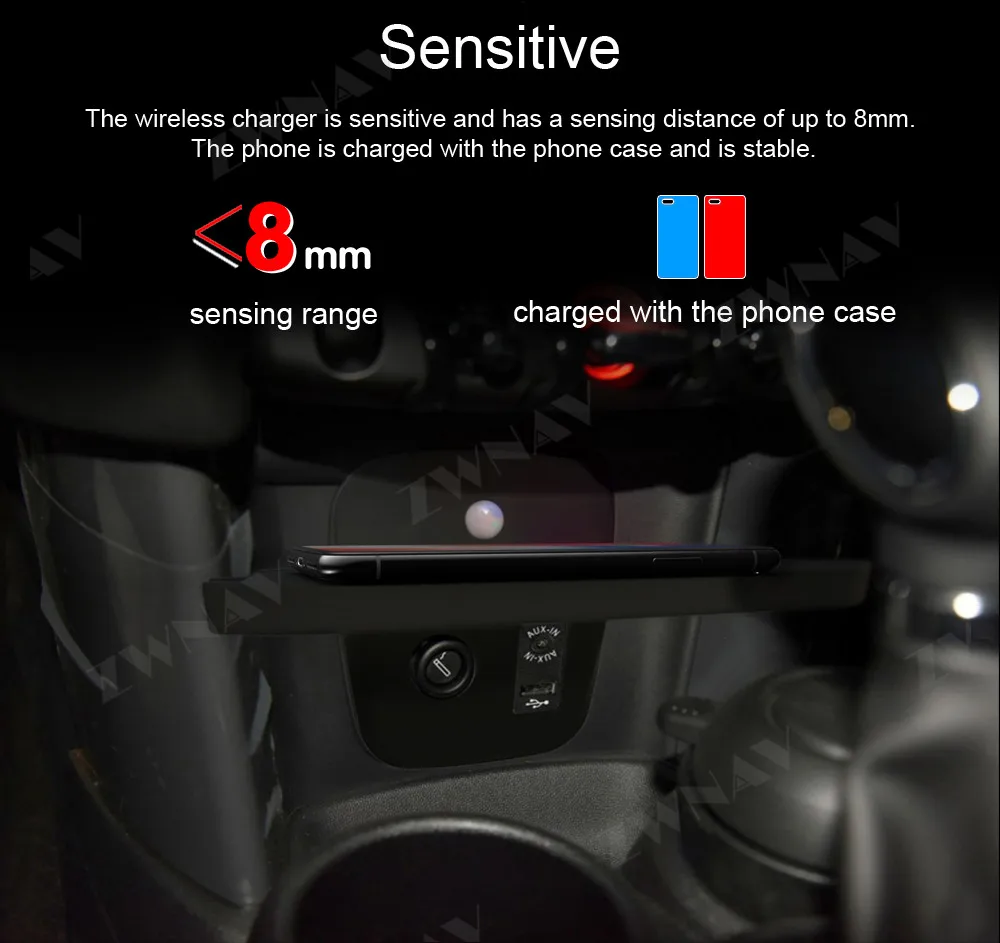 QI car Fast wireleess charger for BMW MINI F55 / F56 2017 2018 2019 Intelligent Infrared Fast Wireless Charging Car Phone Holder