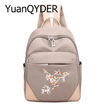 

Chinese Style Flowers Embroidery Backpacks for Women Waterproof Oxford Small Bagpack Travel Shoulder Bag for Teenagers Girls
