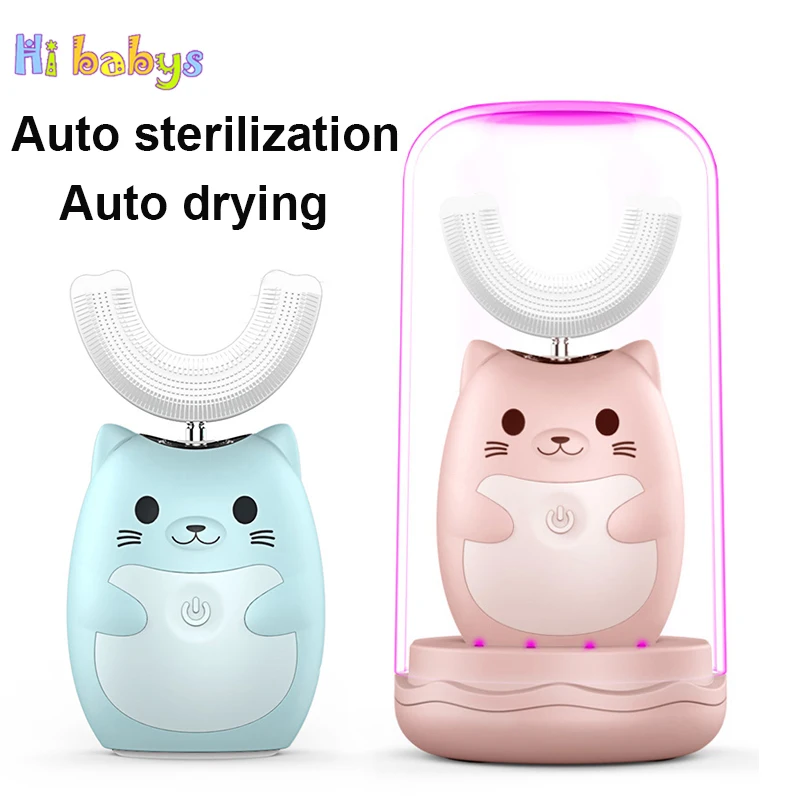 

U Type Child Ultrasonic Toothbrush Kid Three Gear Speed Electric Toothbrush 360 Degree Rechargeable Automatic Child Teeth Brush