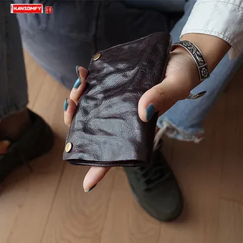 

2019 New genuine leather men's wallet short zipper two fold leather coin purses wallet retro men card holder wallet clutch bags