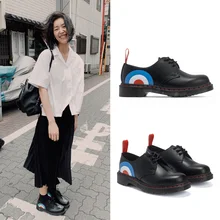 Черные кожаные оксфорды; Feminino Sapato; обувь на плоской подошве со шнуровкой; Mujer; женские лоферы; Новинка; повседневная обувь на плоской подошве; Zapatos De Dama