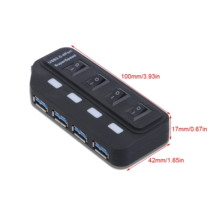 4-Порты и разъёмы USB 3,0 концентратор с переключателем светодиодный индикатор USB разветвитель адаптер-L059 Новинка; Лидер продаж
