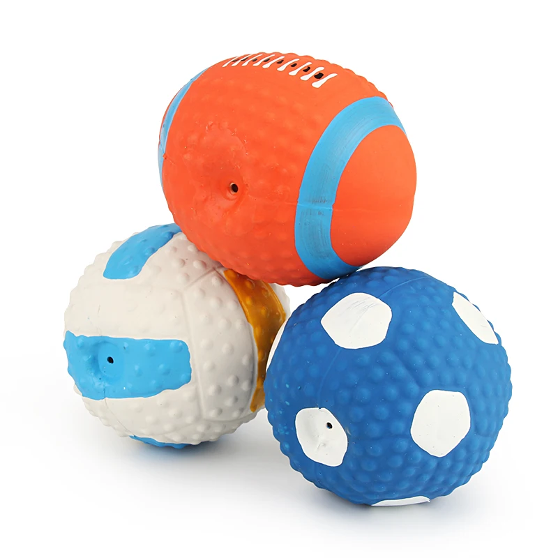 Rugby-Inspired Small Dog Squeaky Toy with Cotton Filling and Latex Exterior