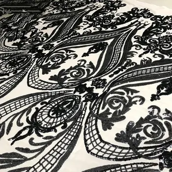 

GLace 2Pcs/lot European court style elastic mesh embroidered sequin fabric wedding dress costume cloth accessories TX1215