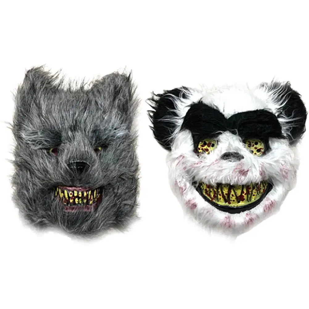 

2019 New Halloween Horror Plush Mask Unique Rabbit Panda Wolf Bear Shape Plush Mask Festive Party Supplies