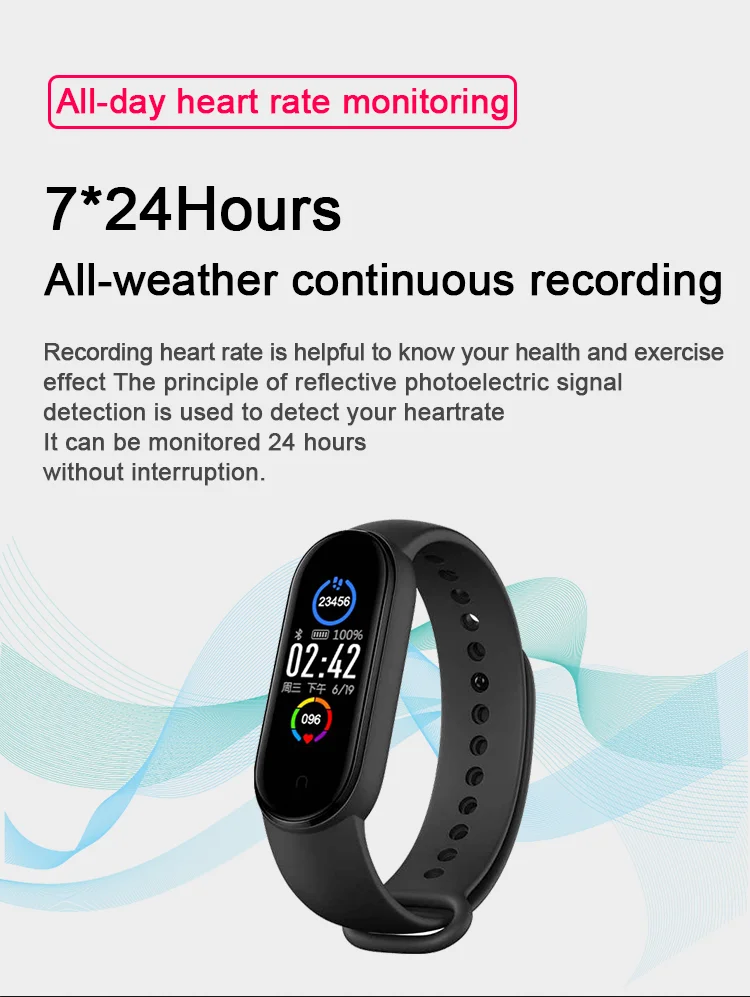 M5 Smart Band Men Women M5 Smart Watch Heart Rate Blood Pressure Sleep Monitor Pedometer Bluetooth Connection for IOS Android 3