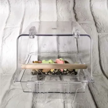 

Pet Parrot Bird Feeders Cage Practical Acrylic Transparent Hanging Bird Feeder Tray Automatic Bird Feeders Cage Accessories