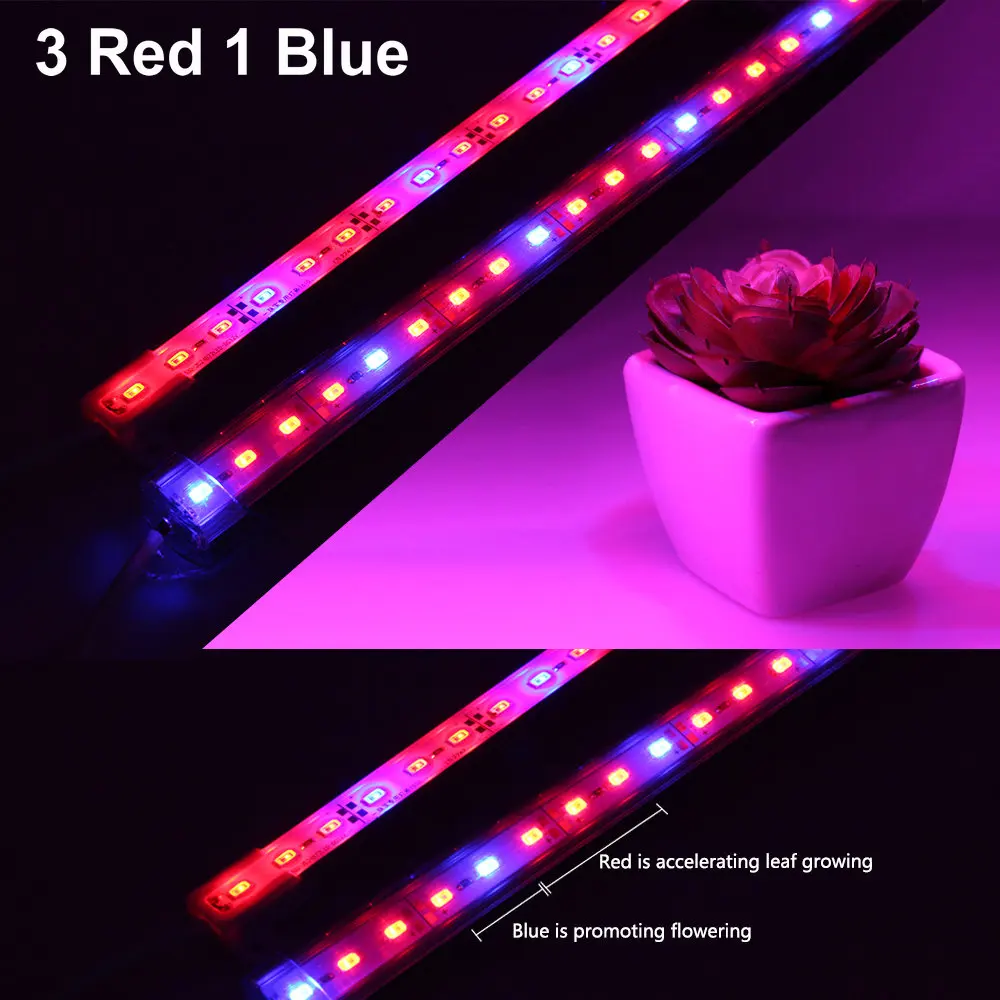 LED Grow свет трубки 3 Красный 1 Синий светодиод DC12V Полный спектр роста Bar Light Set с