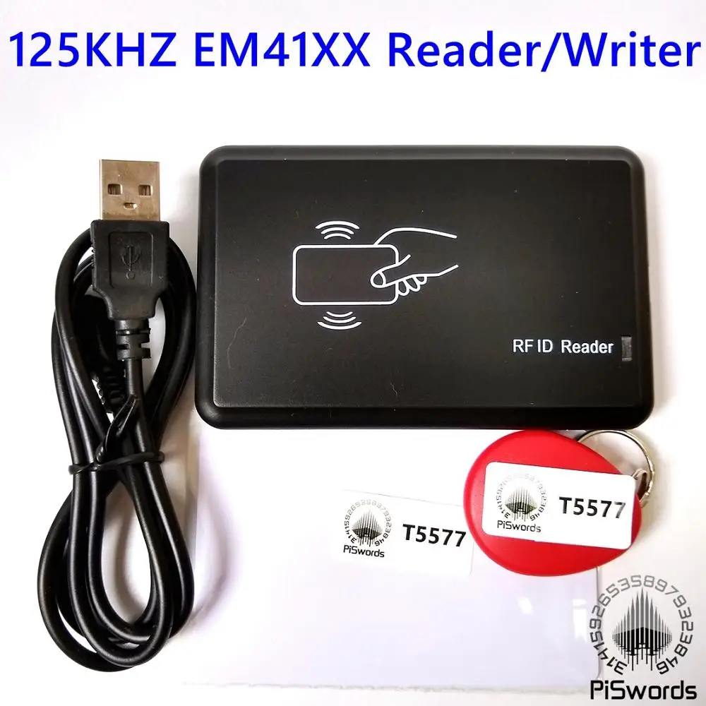 

125khz ID EM4100 EM41XX card Reader writer cloner copier programmer copy clone with blank writeable keytag t5577