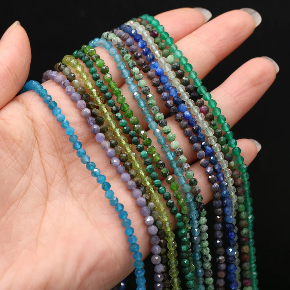 

3mm Natural Stone Faceted Beads Lapis lazuli Malachite Agates Loose Bead for Jewelry Making Diy Bracelet Necklace Accessories