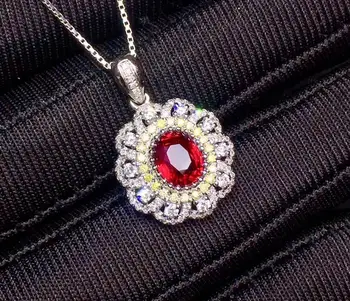 

GRS Ruby Pendant Fine Jewelry Real 18K Gold 100% Natural Red Ruby Gemstones 1.01ct Diamonds Fine Chic Pendant Necklace