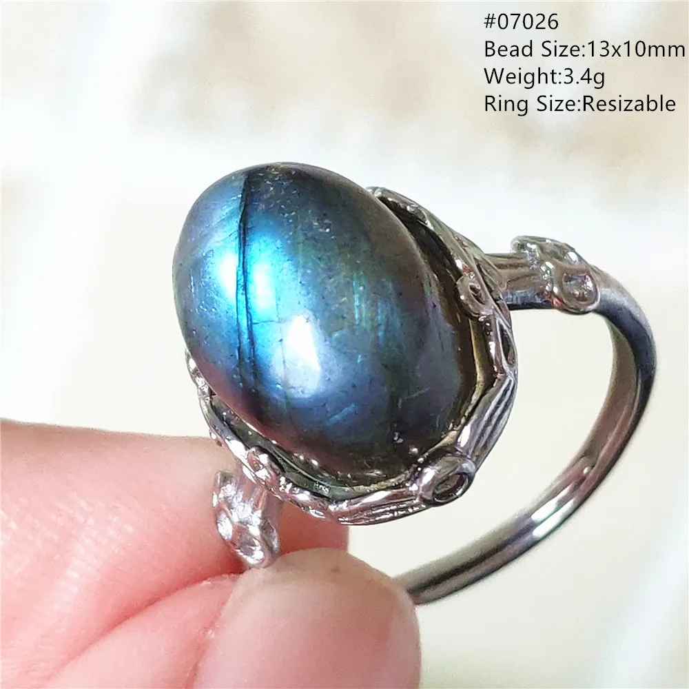 name necklace Genuine Natural Labradorite Blue Light Adjustable Ring 925 Sterling Silver Labradorite Oval Resizable Ring Jewelry AAAAAA gold necklace design