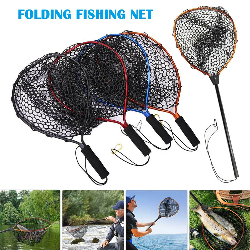 

Fishing Net Aluminum Pole Retractable Telescoping Foldable Landing Rubber Net JT-889