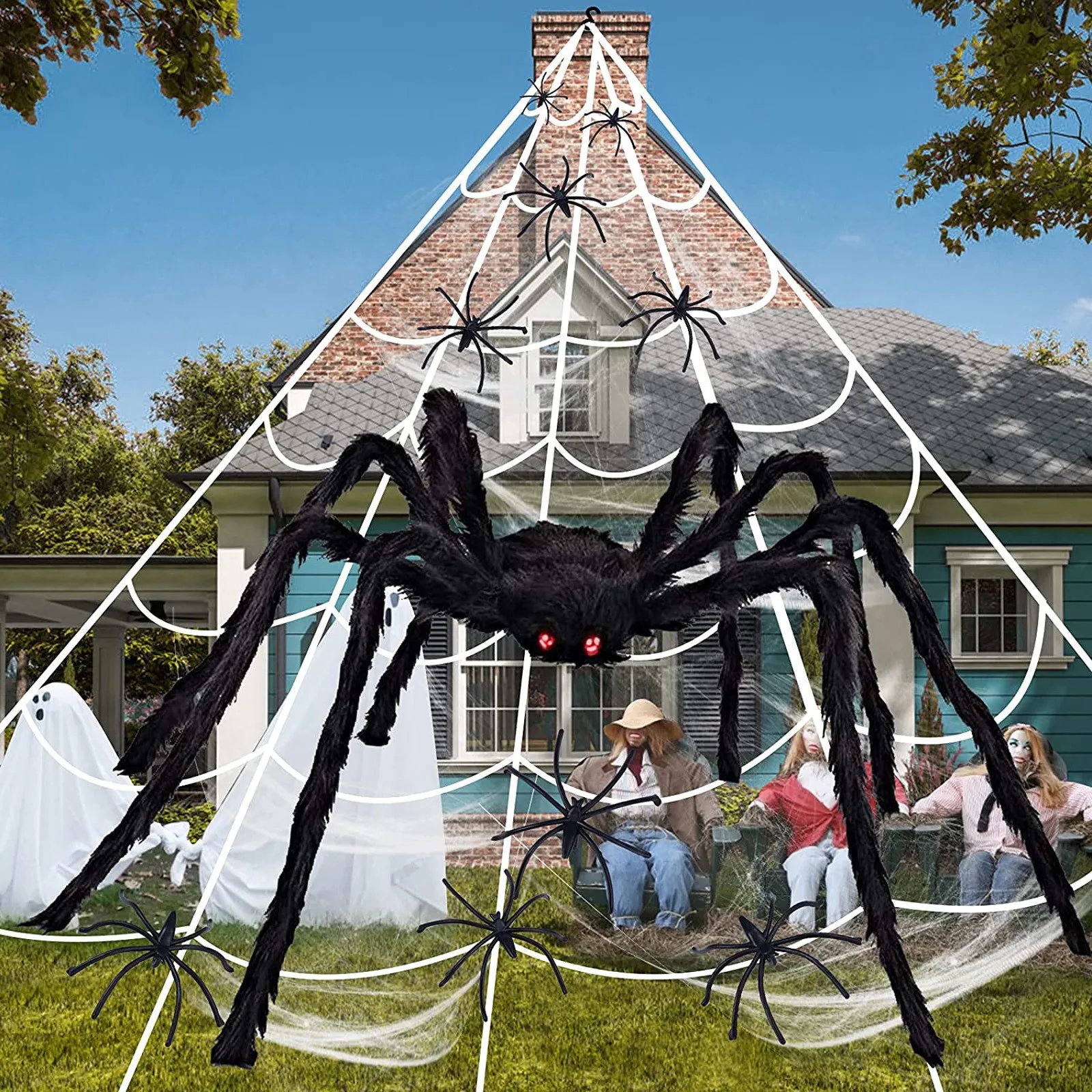 Halloween Decoration Prop Indoor Outdoor Big Spider Black Giant Haunted House 